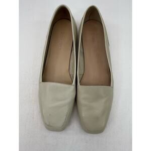 Enzo Angiolini Beige Liberty Leather Square Toe Classic Loafers Size 8.5M